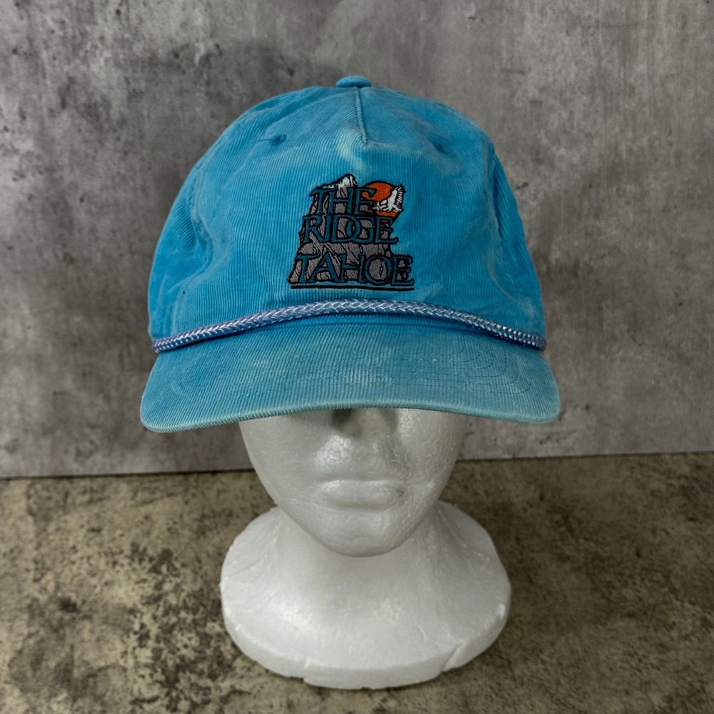 Vintage The Ridge Lake Tahoe Corduroy Hat Blue Aureus Rope Snapback Mountain Cap